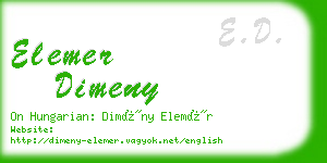 elemer dimeny business card